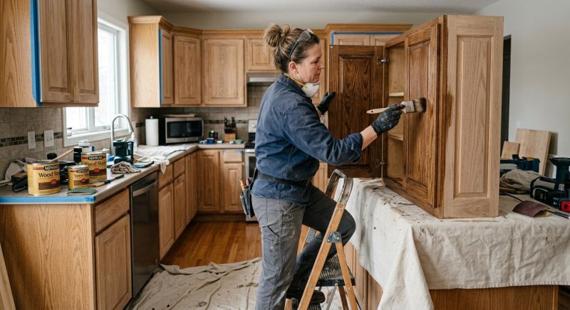 Wood Cabinet Staining in Carmel, IN